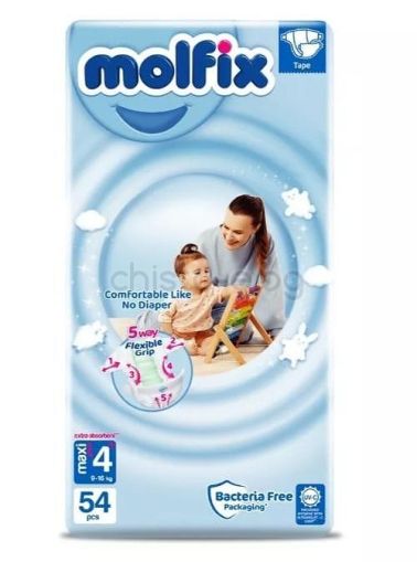 Molfix бебешки пелени 3D р-р 4+ Maxi Plus (9-16 кг.), 54 бр.