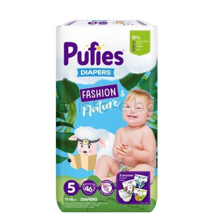 Бебешки пелени Pufies Fashion & Nature 5 Junior, 46 бр.