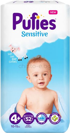 Бебешки пелени Pufies Sensitive 4+, 52 бр.