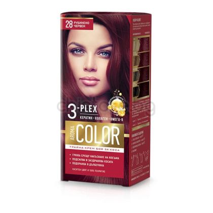 Боя за коса Aroma Color 3-PLEX №28 рубинено червен