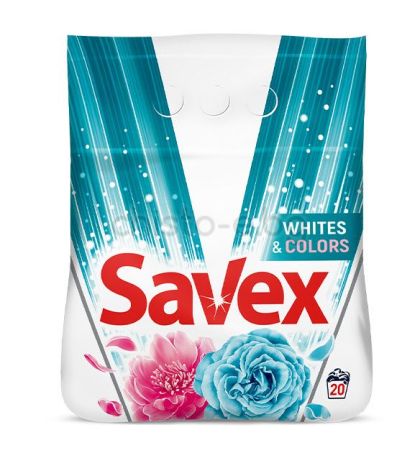 Прах за пране Savex 2 in 1 White & Color, 2 кг., 20 пранета