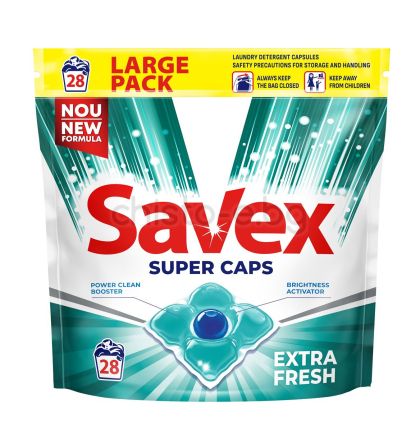 Капсули за пране Savex Super Caps Extra Fresh, 28 бр.