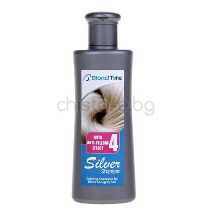 Blond Time Silver оцветяващ шампоан за сиви и изрусени коси с анти-жълт ефект, 150 мл.