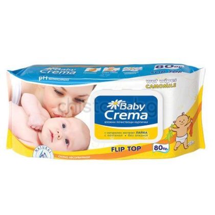 Baby Crema бебешки мокри кърпички с екстракт от лайка капак, 80 бр.