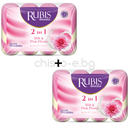 Тоалетен сапун Rubis Pink Flower 4 x 90 гр., 1 + 1