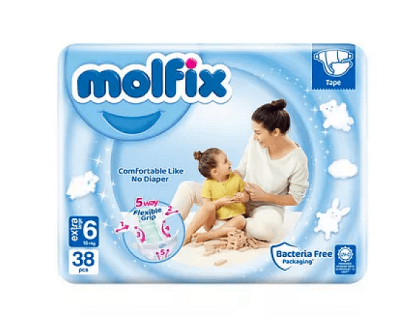 Molfix бебешки пелени 3D р-р 6 Extra Large (15+ кг.), 38 бр.