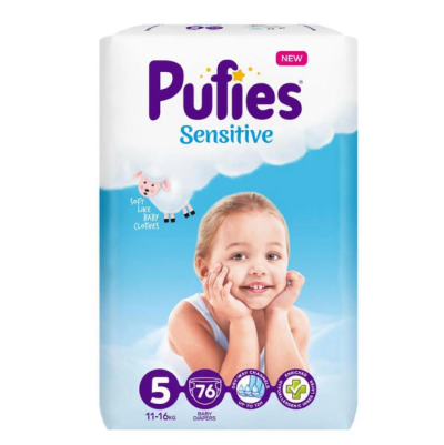 Бебешки пелени Pufies Sensitive 5 Junior, 76 бр.