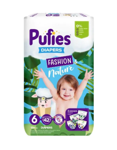 Бебешки пелени Pufies Fashion & Nature 6 Extra Large, 42 бр.