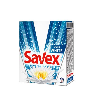 Прах за пране Savex 2 in 1 White, 300 гр., 3 пранета