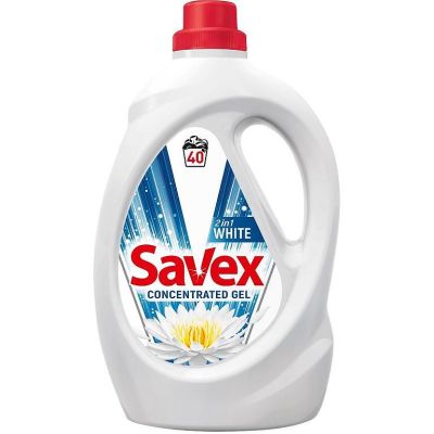 Течен перилен препарат Savex 2 in 1 White, 2.2 л., 40 пранета