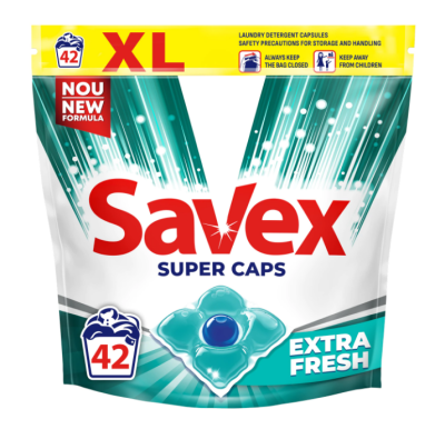 Капсули за пране Savex Super Caps Extra Fresh, 42 бр.