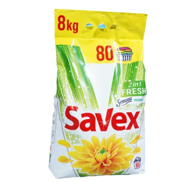 Прах за пране Savex 2 in 1 Fresh, 8 кг., 80 пранета