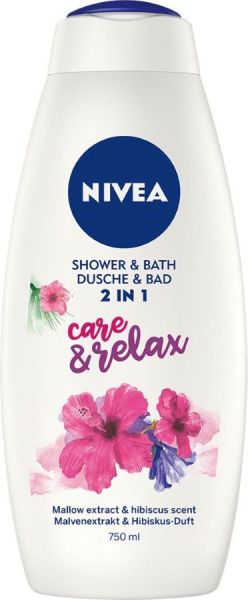 Nivea Goodbye Stress душ гел и пяна за вана с аромат на хибискус, 750 мл.