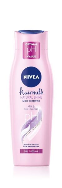 Nivea Hairmilk Natural Shine зодхранващ шампоан за блясък за изтощена косар 250 мл.