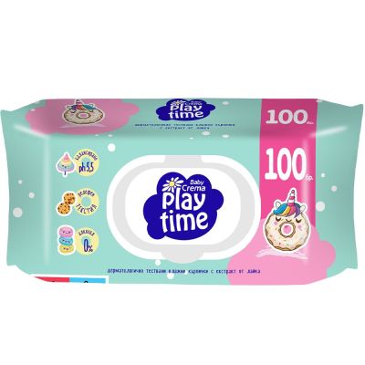 Мокри кърпички Baby Crema Play Time, 100 бр.