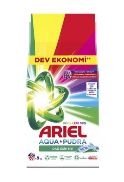 Прах за пране Ariel Color Aqua Powder, 9 кг., 60 пранета