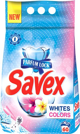 Прах за пране Savex Whites & Colors, 6 кг, 60 пранета